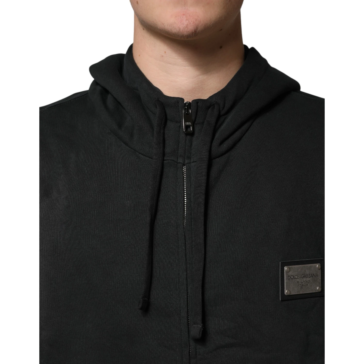 Black Full Zip Hooded Men Sweatshirt Sweater