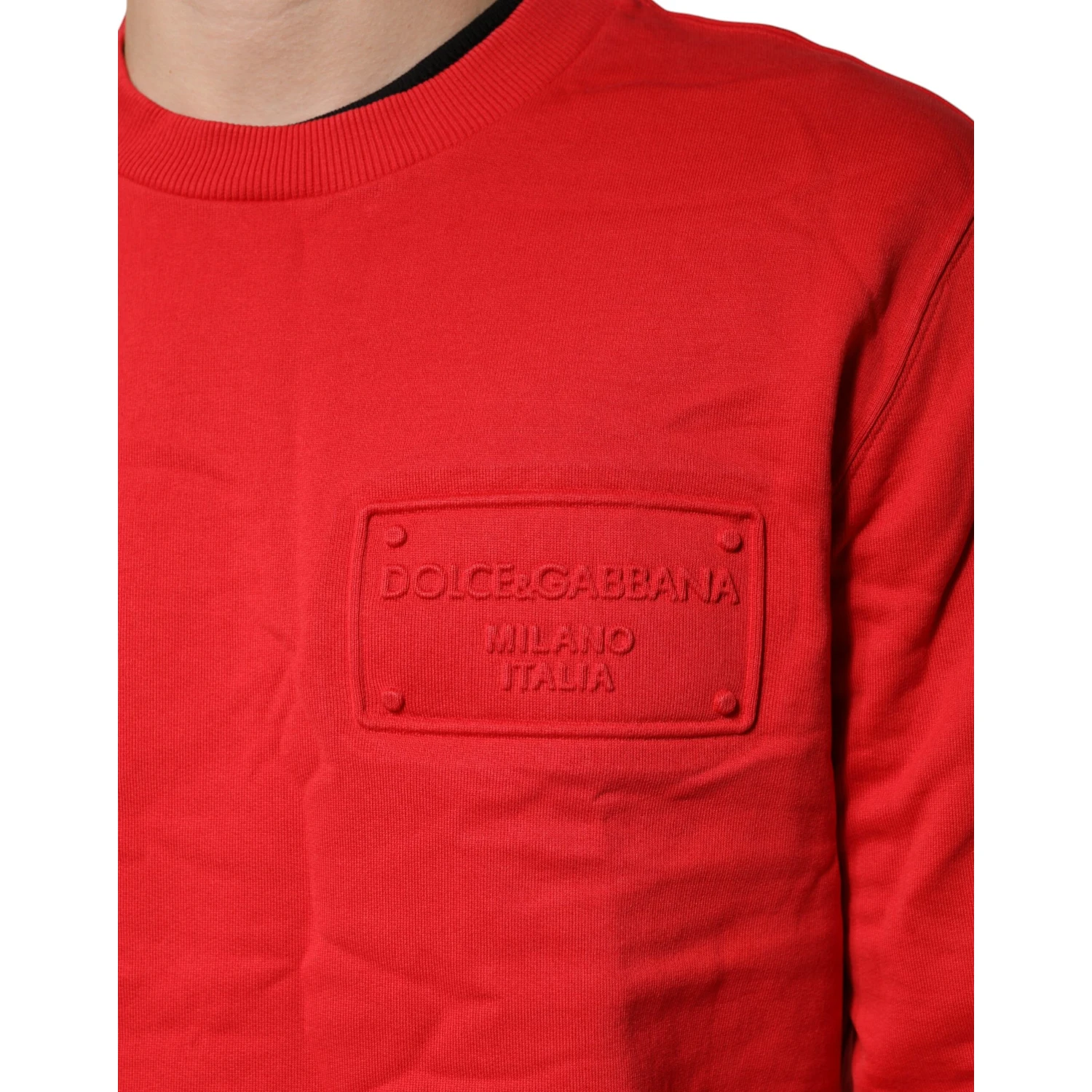 Red Logo Cotton Crew Neck Sweatshirt Sweater