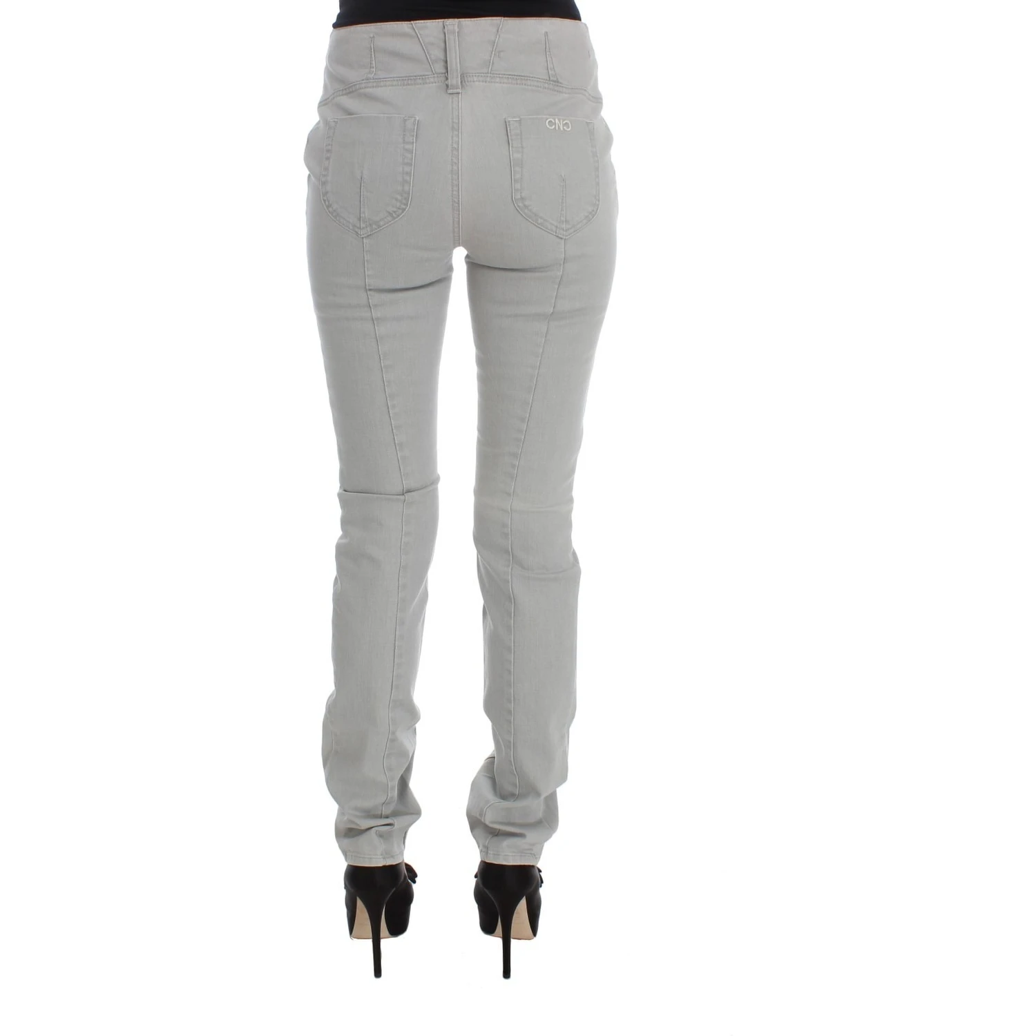Pants Gray Cotton Blend Super Slim Fit Jeans