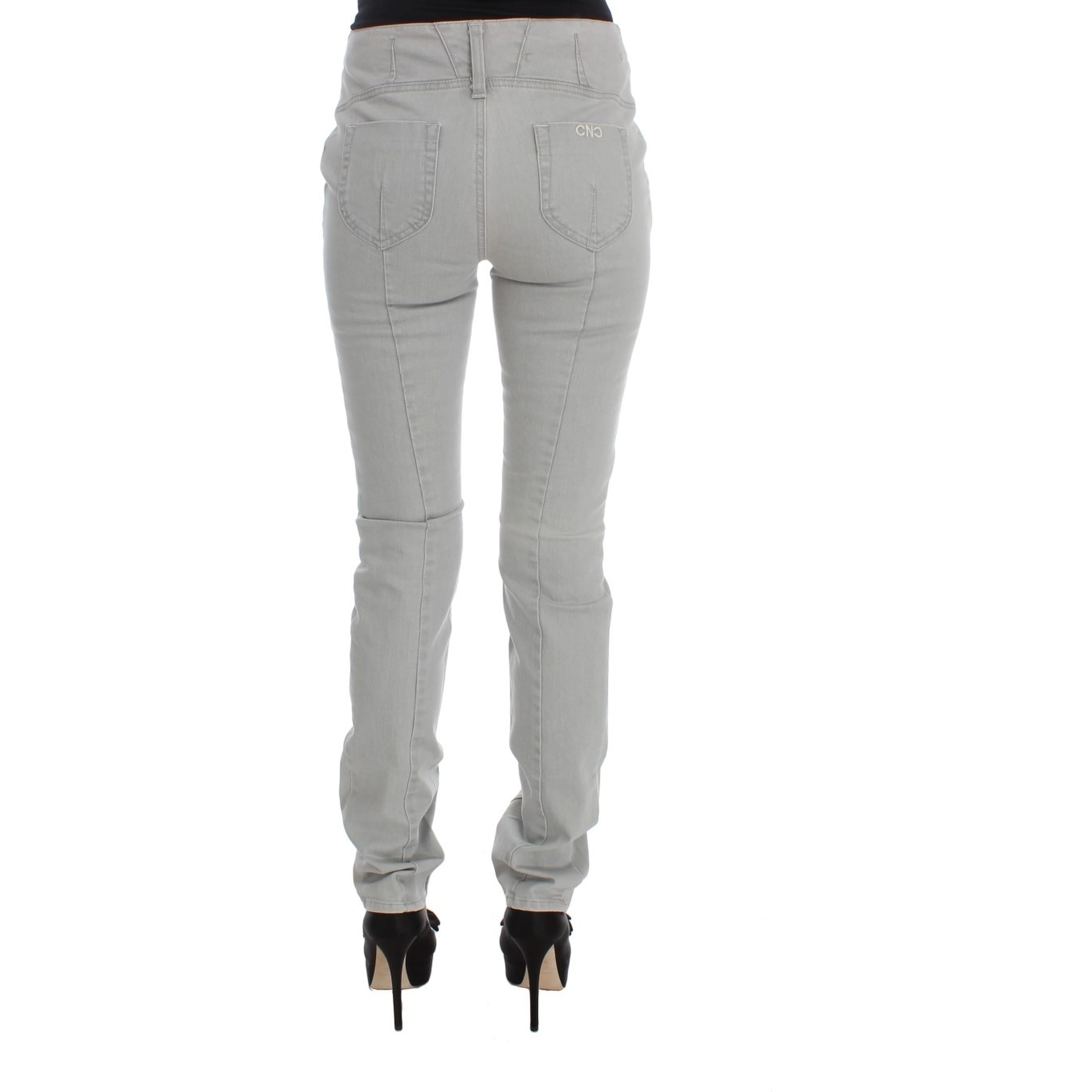 Pants Gray Cotton Blend Super Slim Fit Jeans
