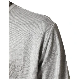 Light Gray Cotton Zipped Cardigan Sweater
