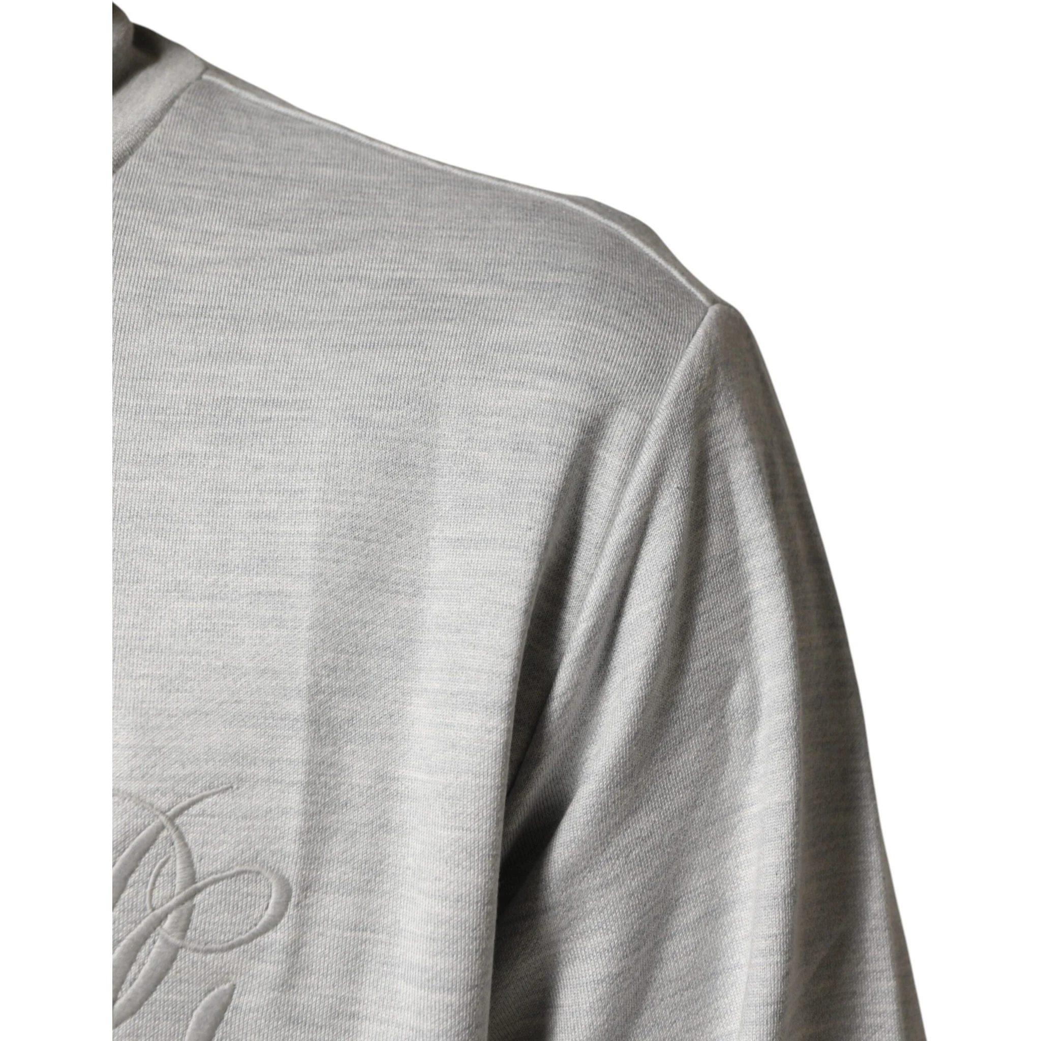 Light Gray Cotton Zipped Cardigan Sweater