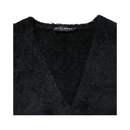 Black Cotton V-Neck Men Sweatshirt Sweater