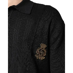 Black Crest Long Sleeve Men Pullover Sweater