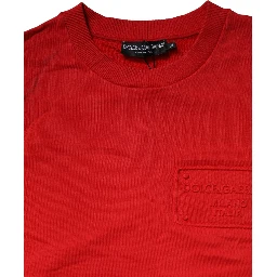 Red Logo Cotton Crew Neck Sweatshirt Sweater