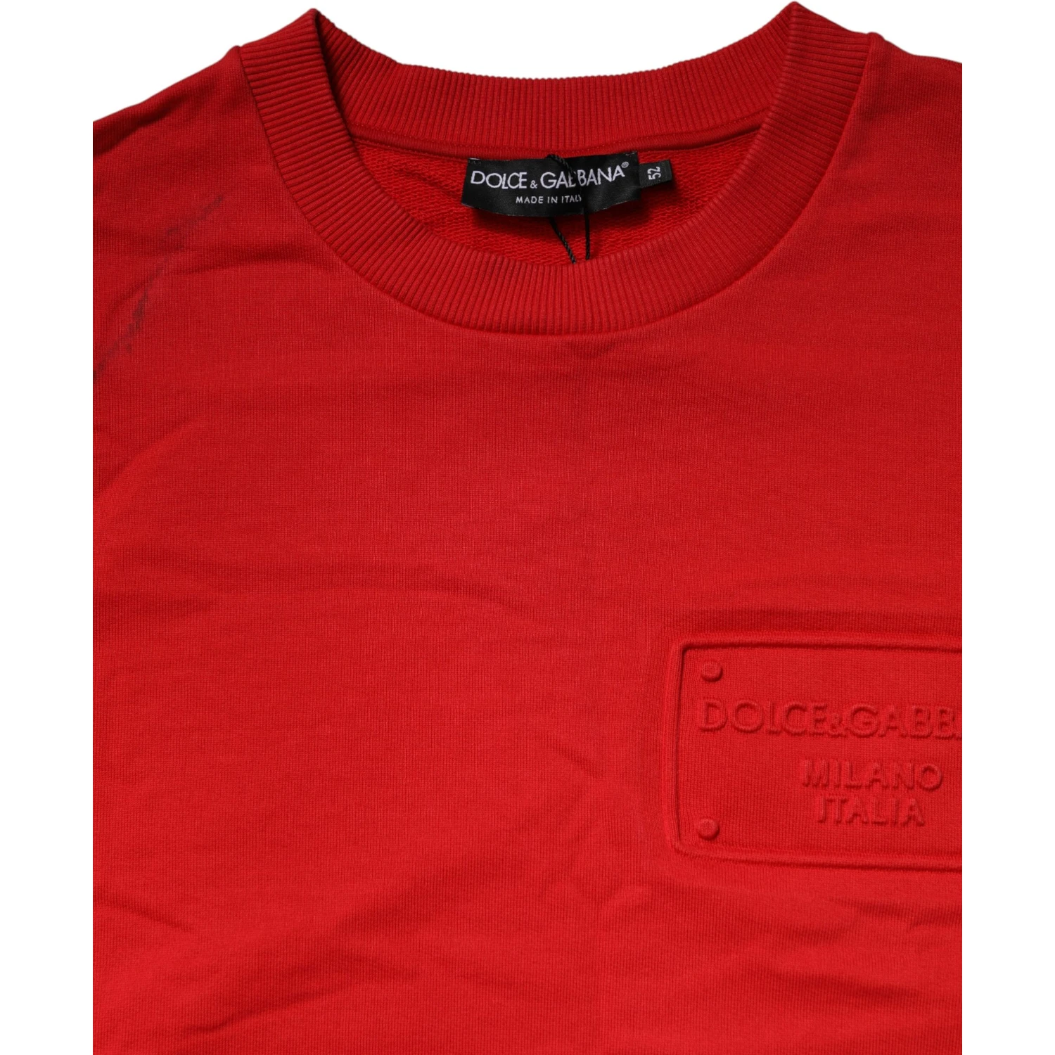 Red Logo Cotton Crew Neck Sweatshirt Sweater