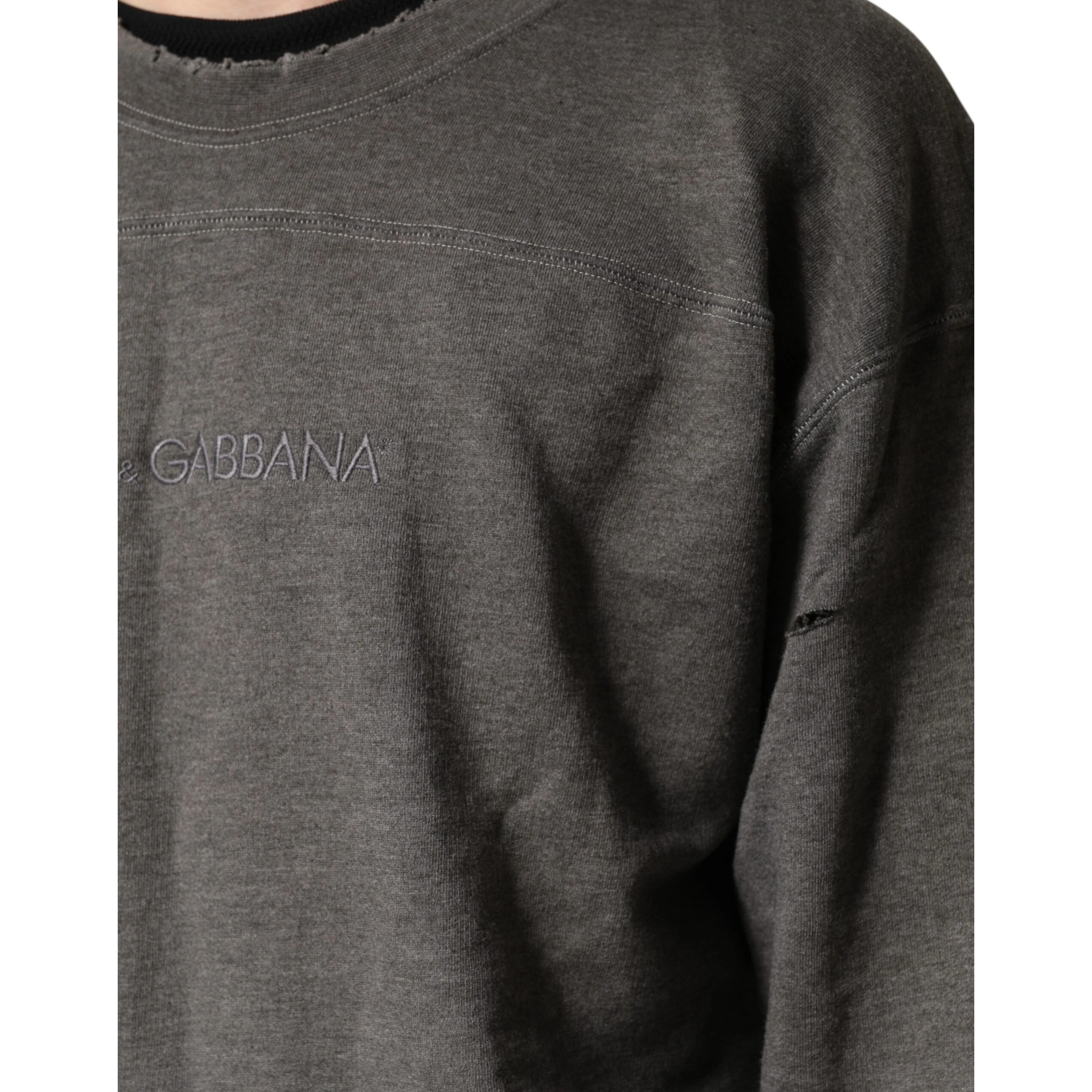 Gray Cotton Crew Neck Men Sweatshirt Sweater