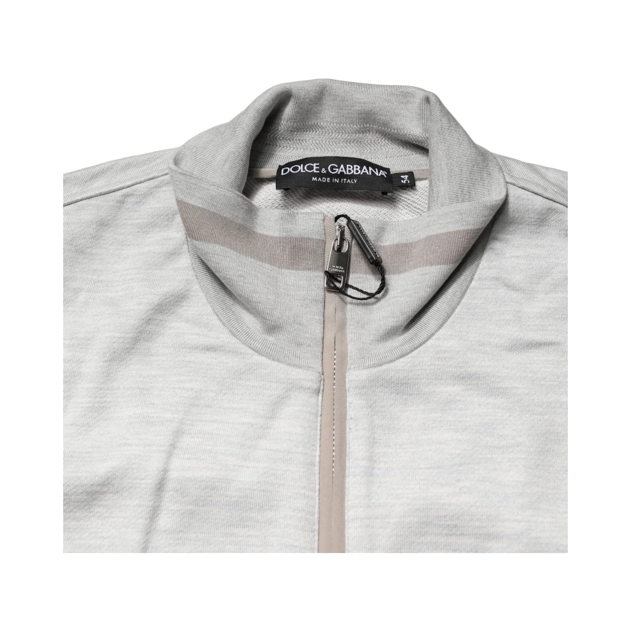 Light Gray Cotton Zipped Cardigan Sweater