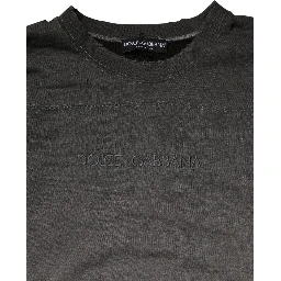 Gray Cotton Crew Neck Men Sweatshirt Sweater