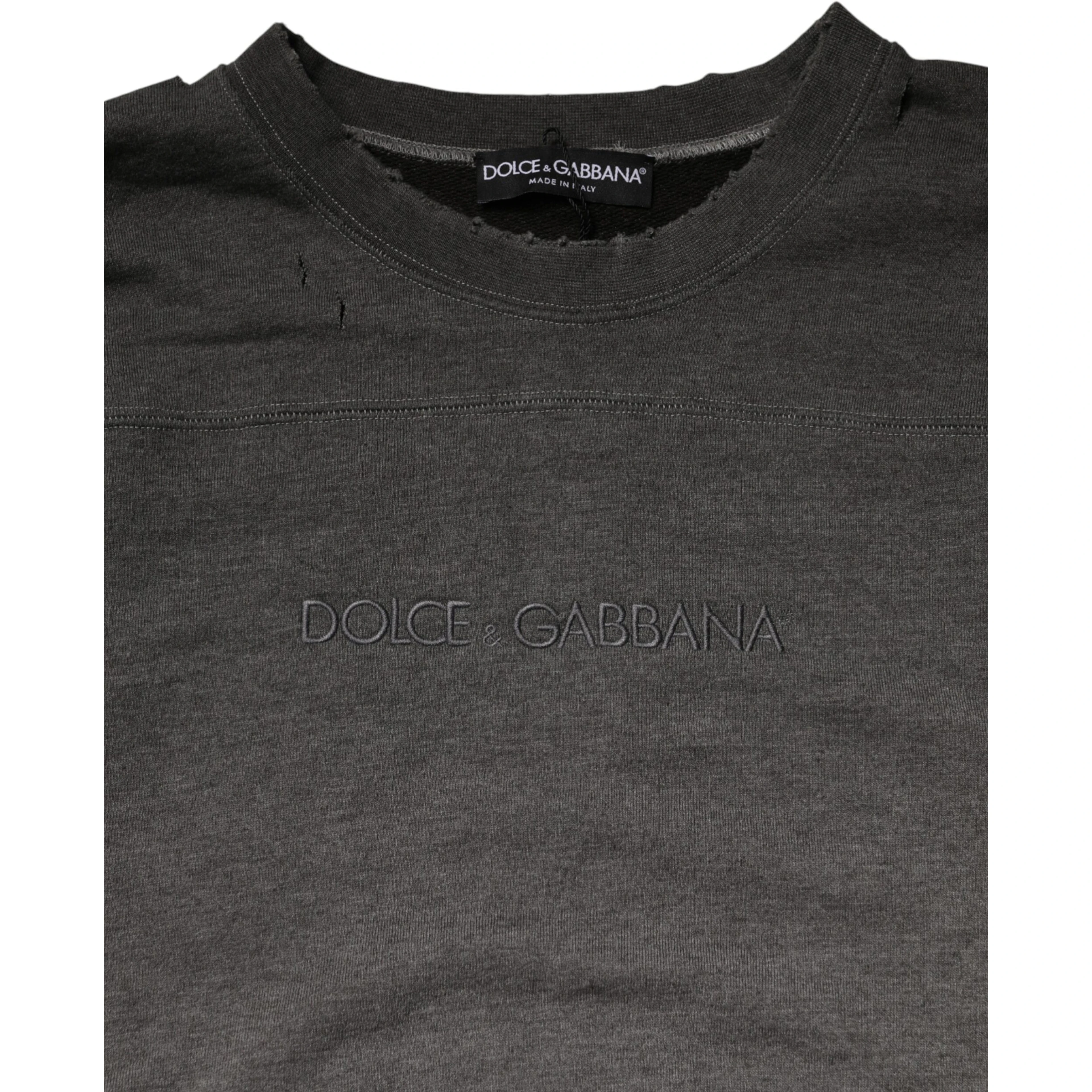 Gray Cotton Crew Neck Men Sweatshirt Sweater