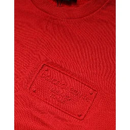 Red Logo Cotton Crew Neck Sweatshirt Sweater