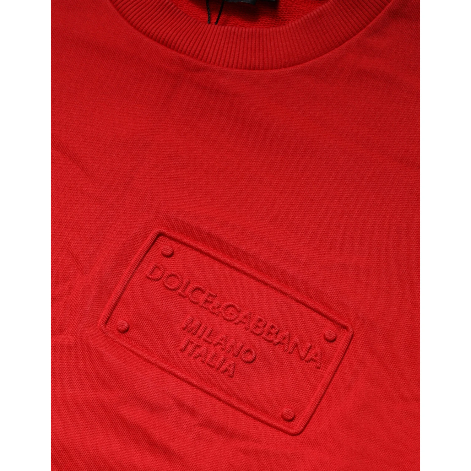 Red Logo Cotton Crew Neck Sweatshirt Sweater