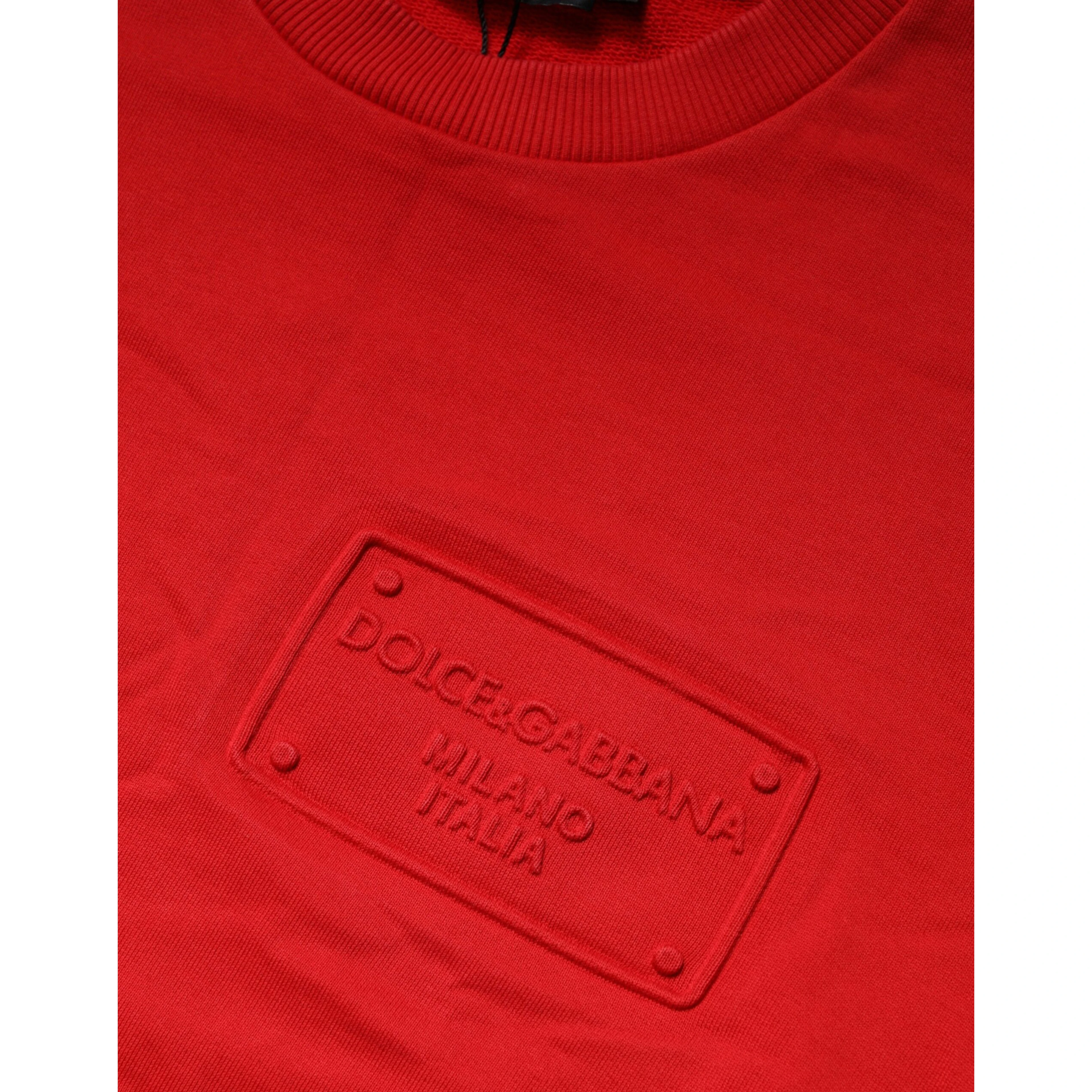 Red Logo Cotton Crew Neck Sweatshirt Sweater