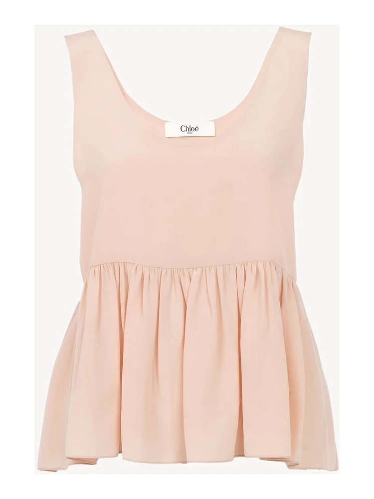 Peplum tank top in silk