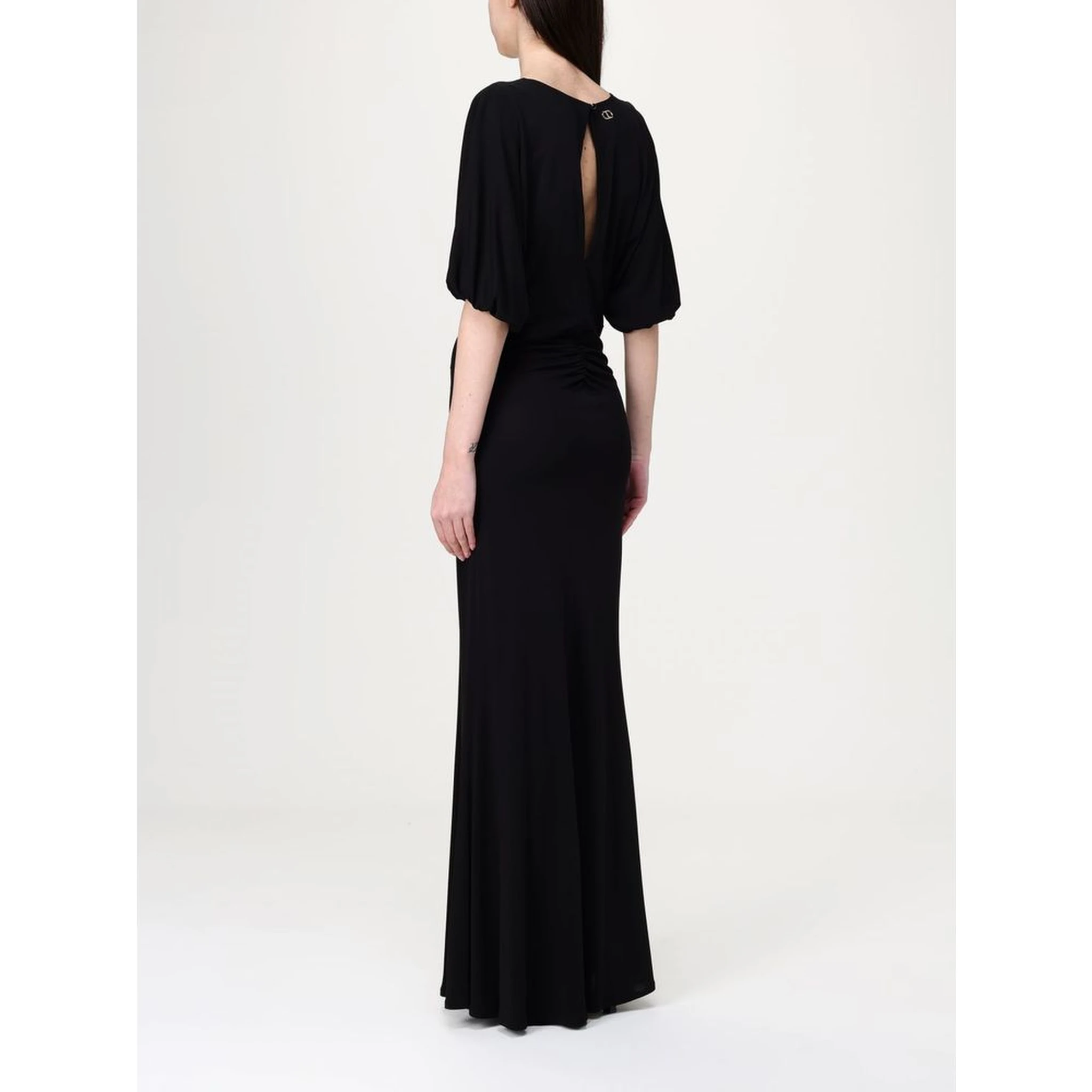 Black Elastane Casual Dress