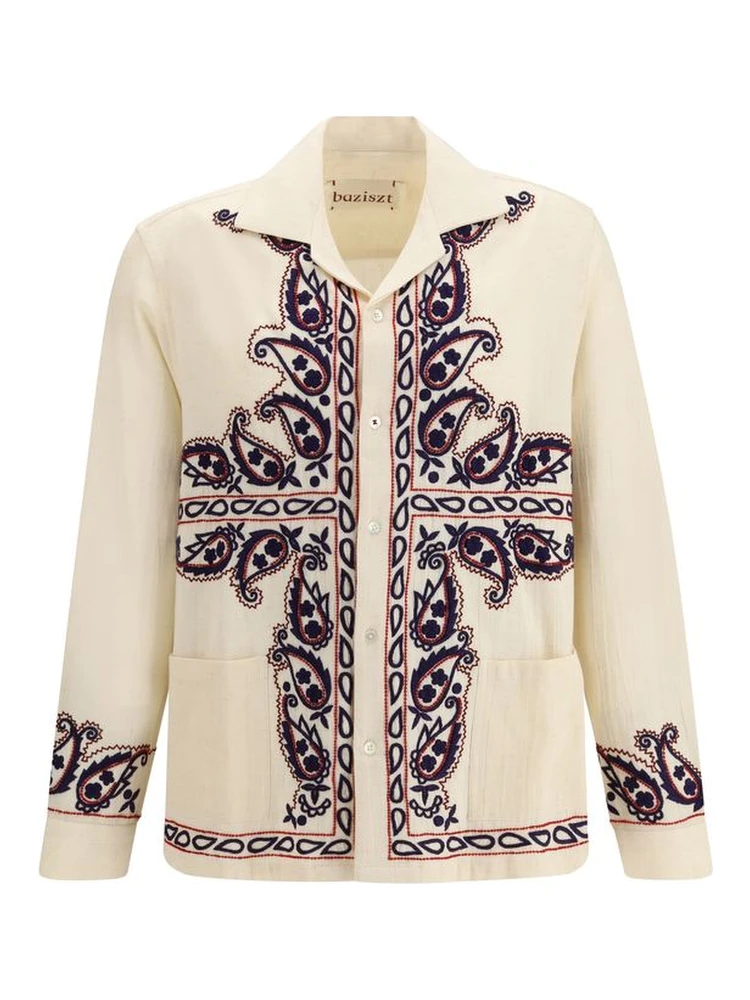 Cream Silk Pattern Shirt