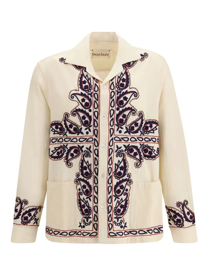 Cream Silk Pattern Shirt