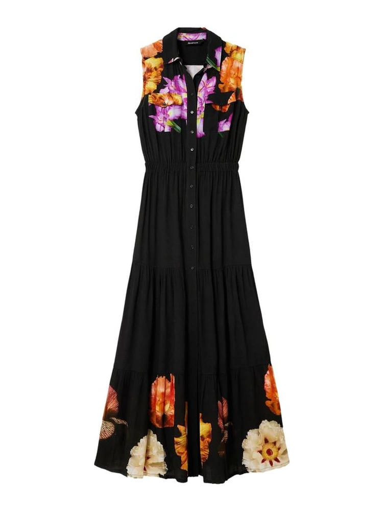 Black Viscose Casual Dress