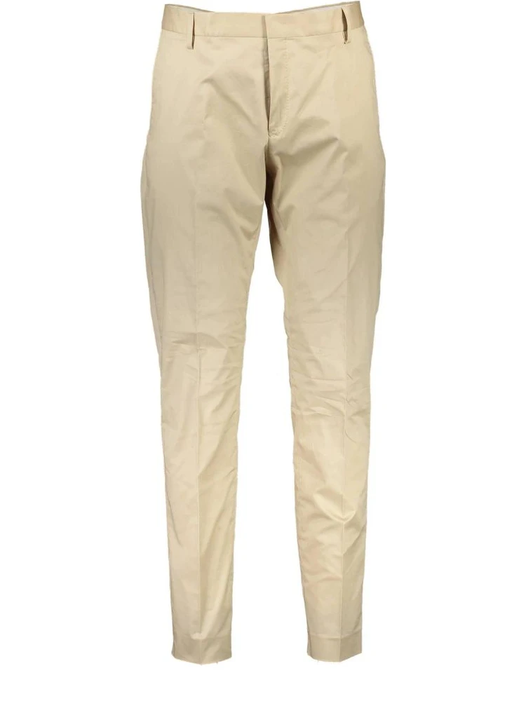 Beige Cotton Casual Pants