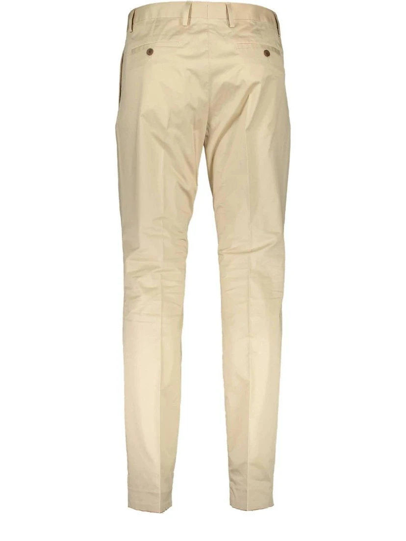 Beige Cotton Casual Pants