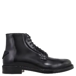 Black Calfskin Lace-Up Boots