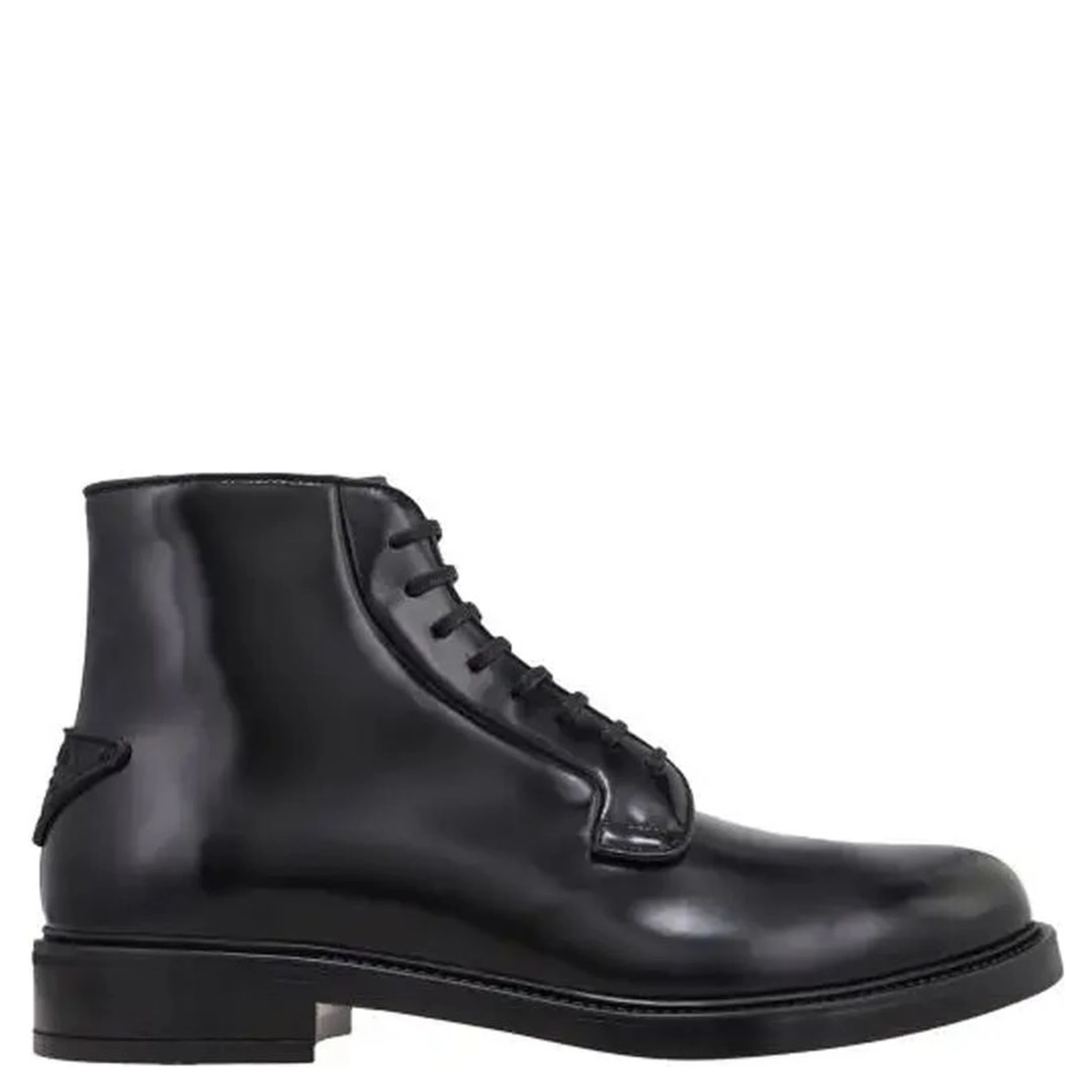 Black Calfskin Lace-Up Boots