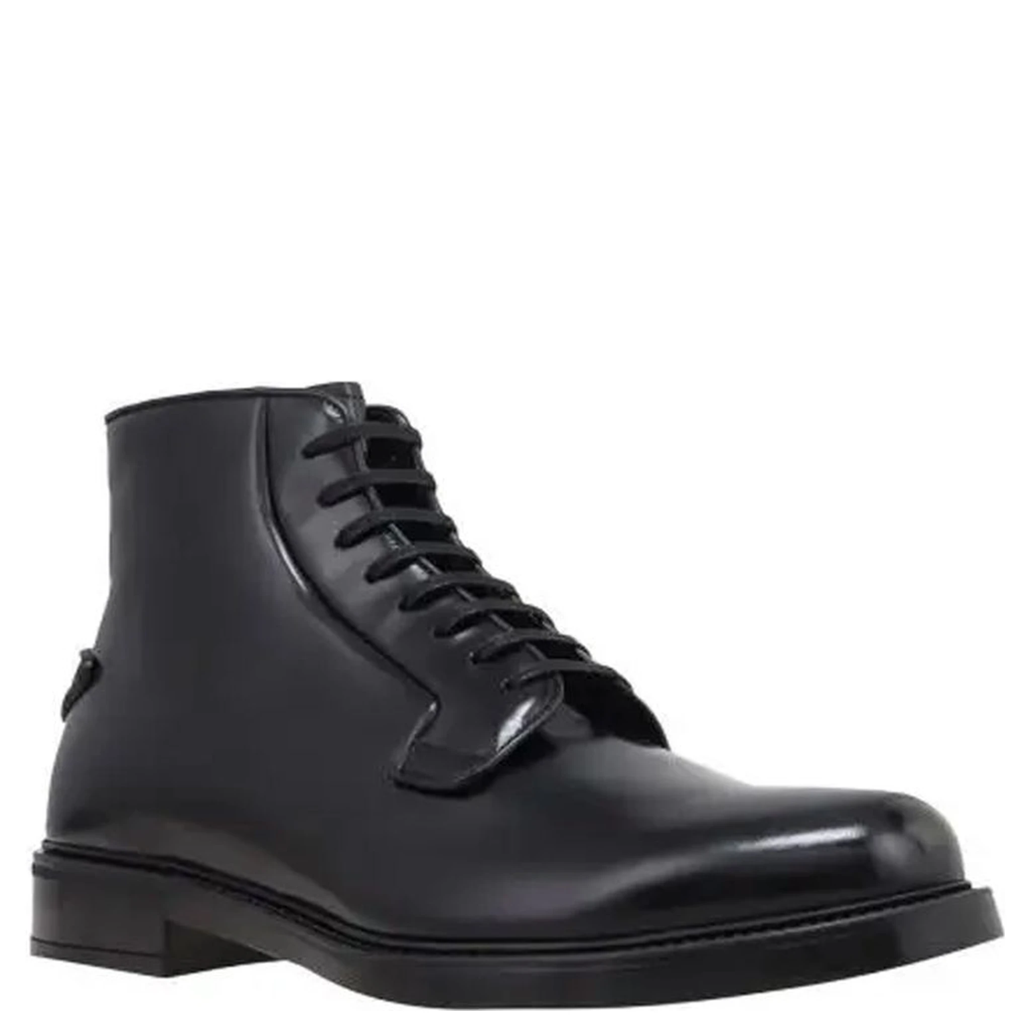 Black Calfskin Lace-Up Boots