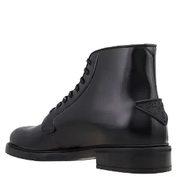 Black Calfskin Lace-Up Boots
