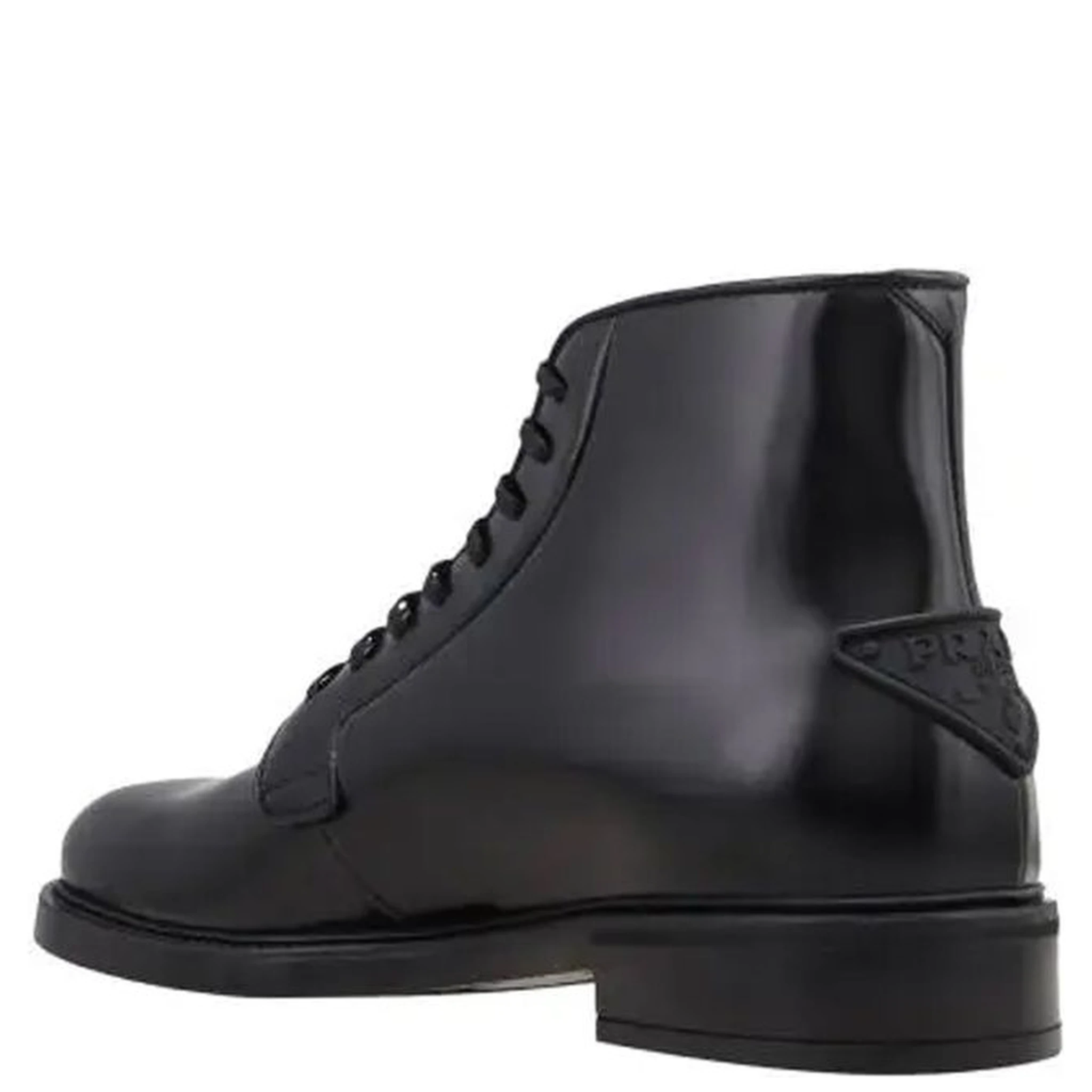 Black Calfskin Lace-Up Boots