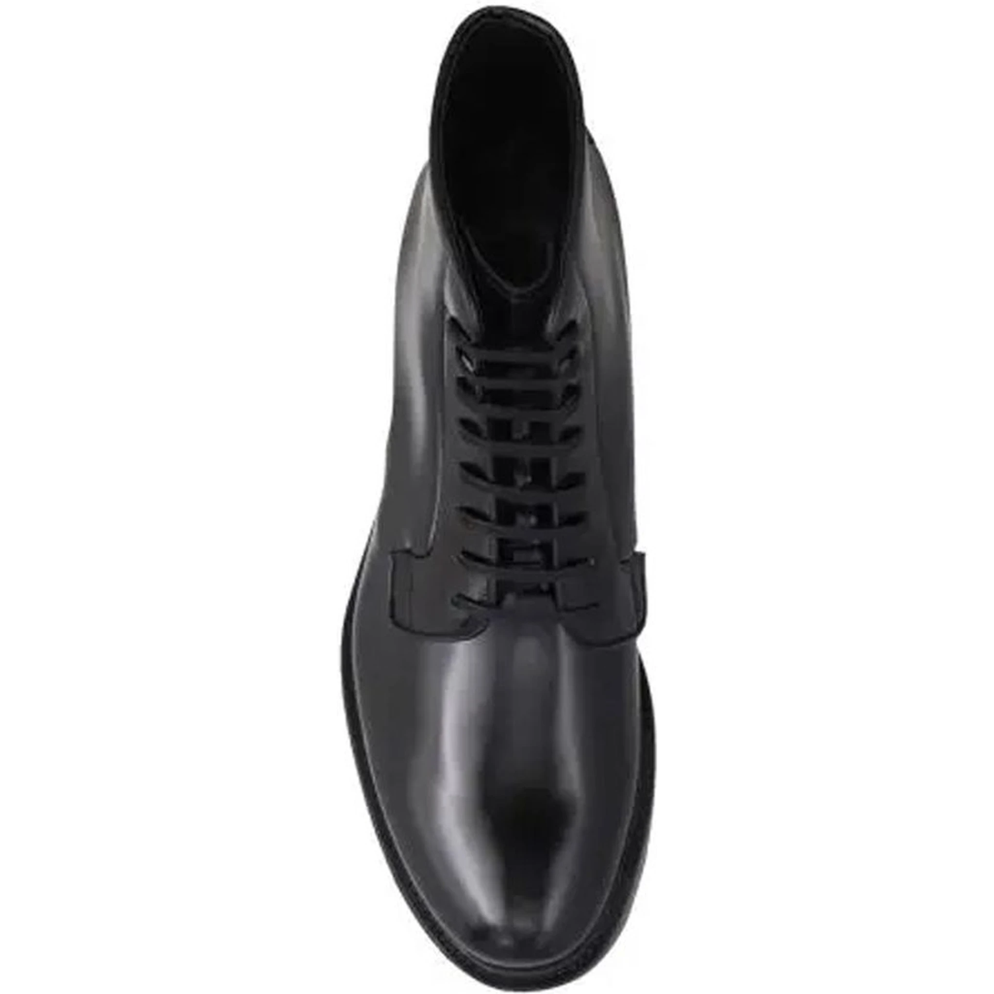 Black Calfskin Lace-Up Boots