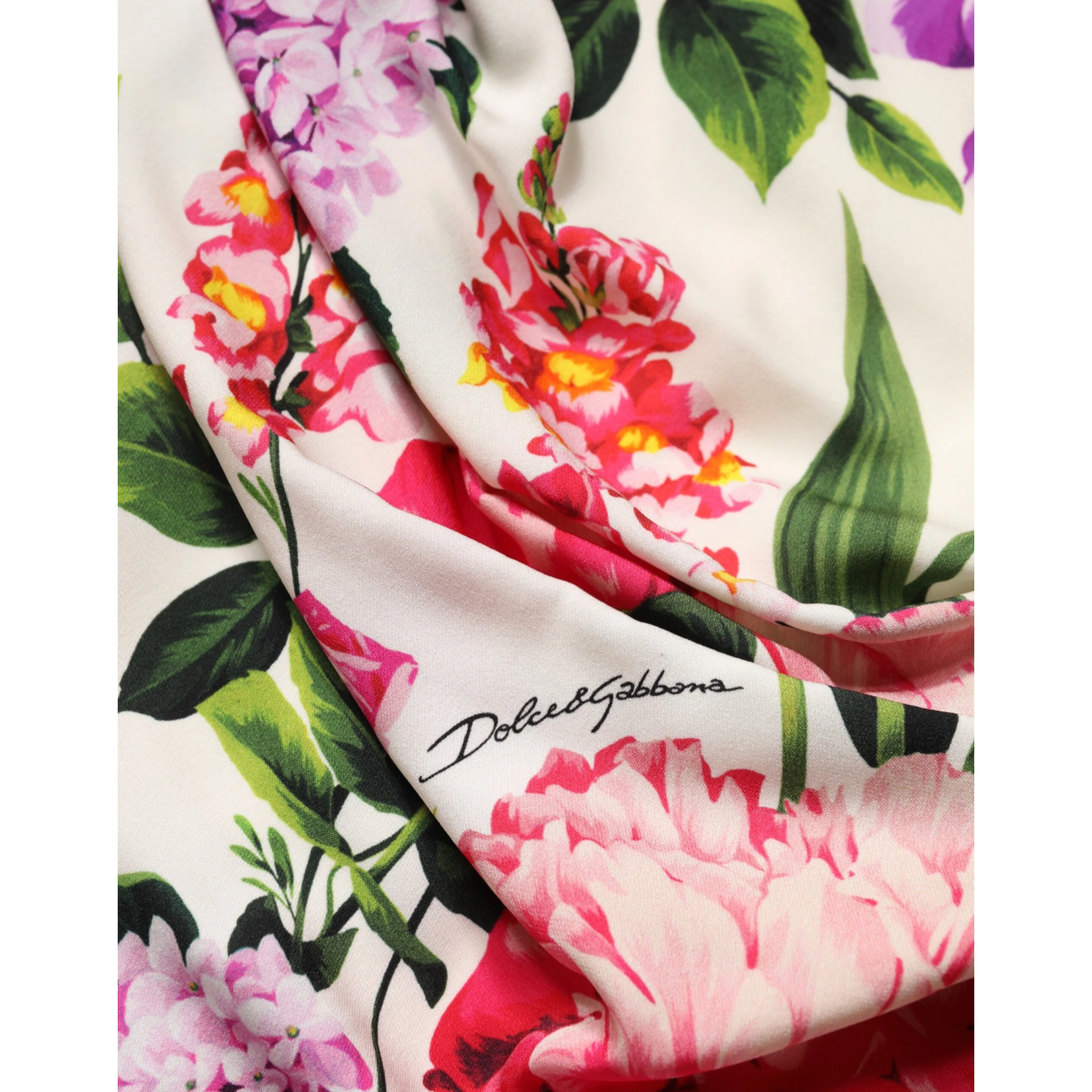 Multicolor Floral Ruched Silk Charmeuse Mini Dress