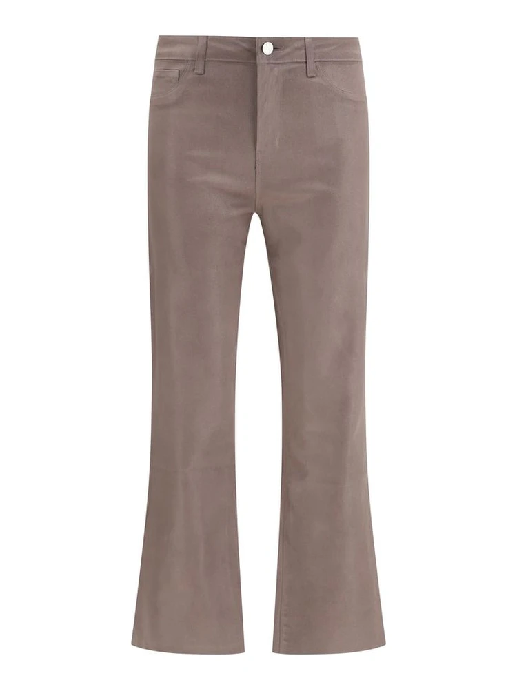 Beige Cotton Casual Pants