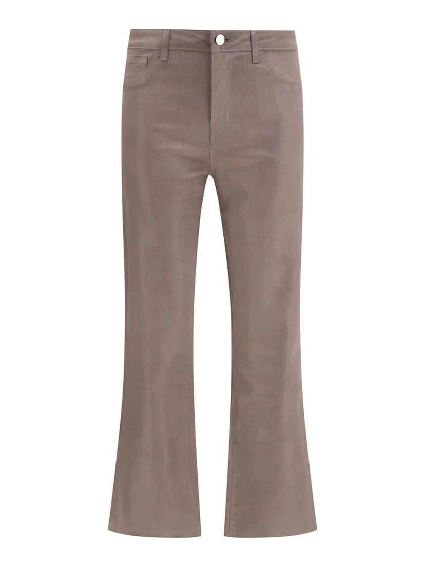 Beige Cotton Casual Pants