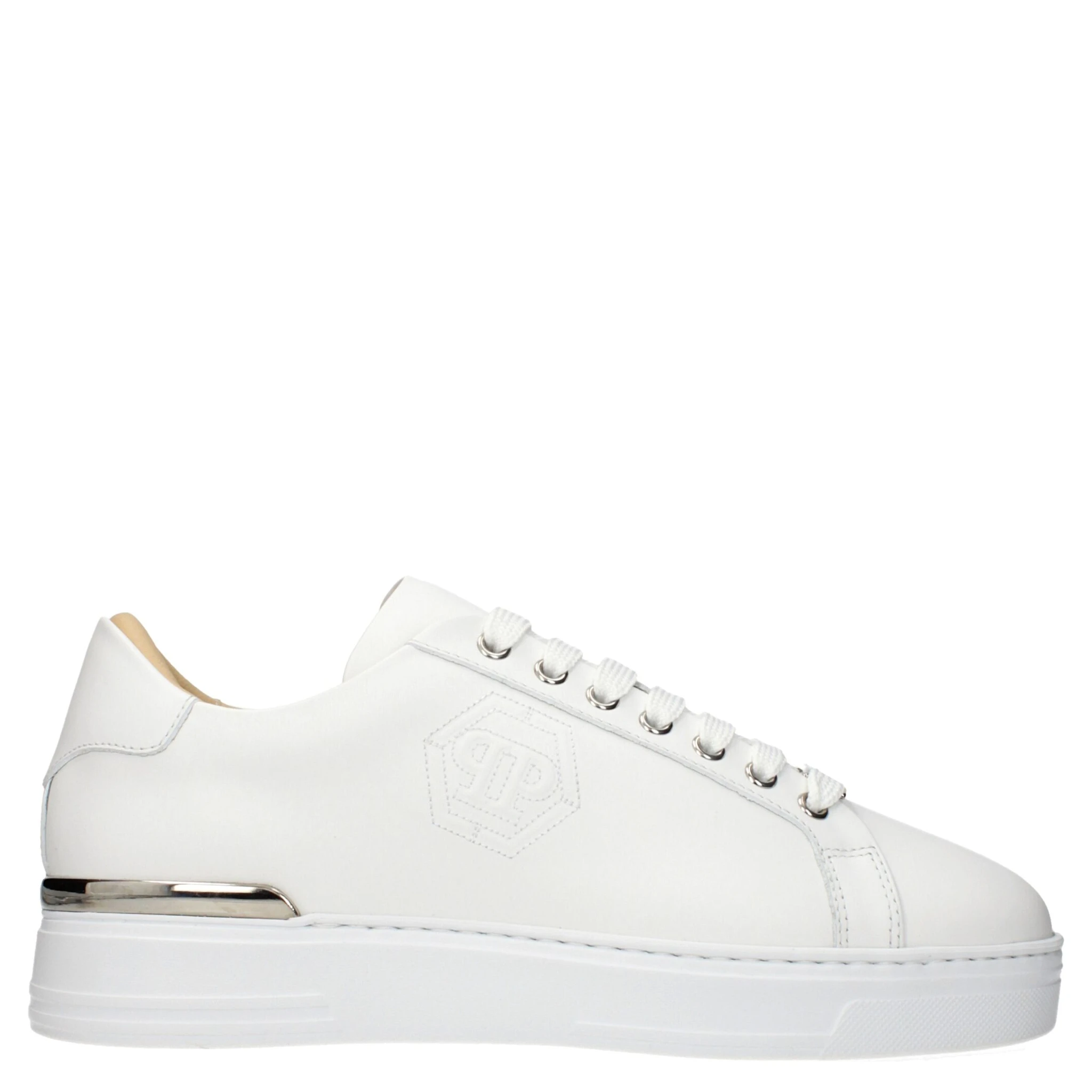 White Leather Low Top Sneakers