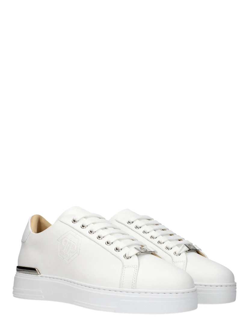 White Leather Low Top Sneakers