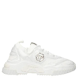 White Fabric Chunky Sneakers