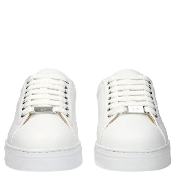 White Leather Low Top Sneakers