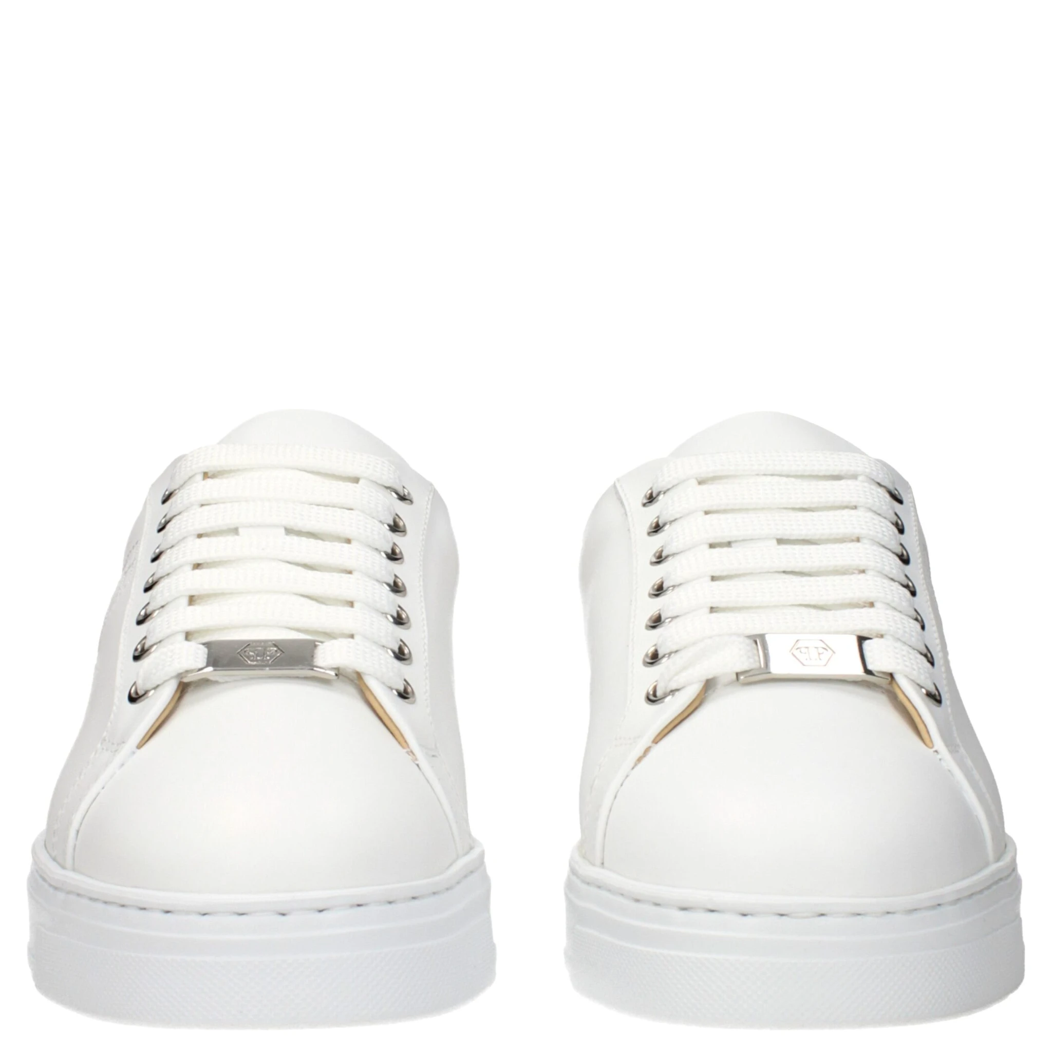 White Leather Low Top Sneakers