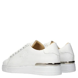 White Leather Low Top Sneakers