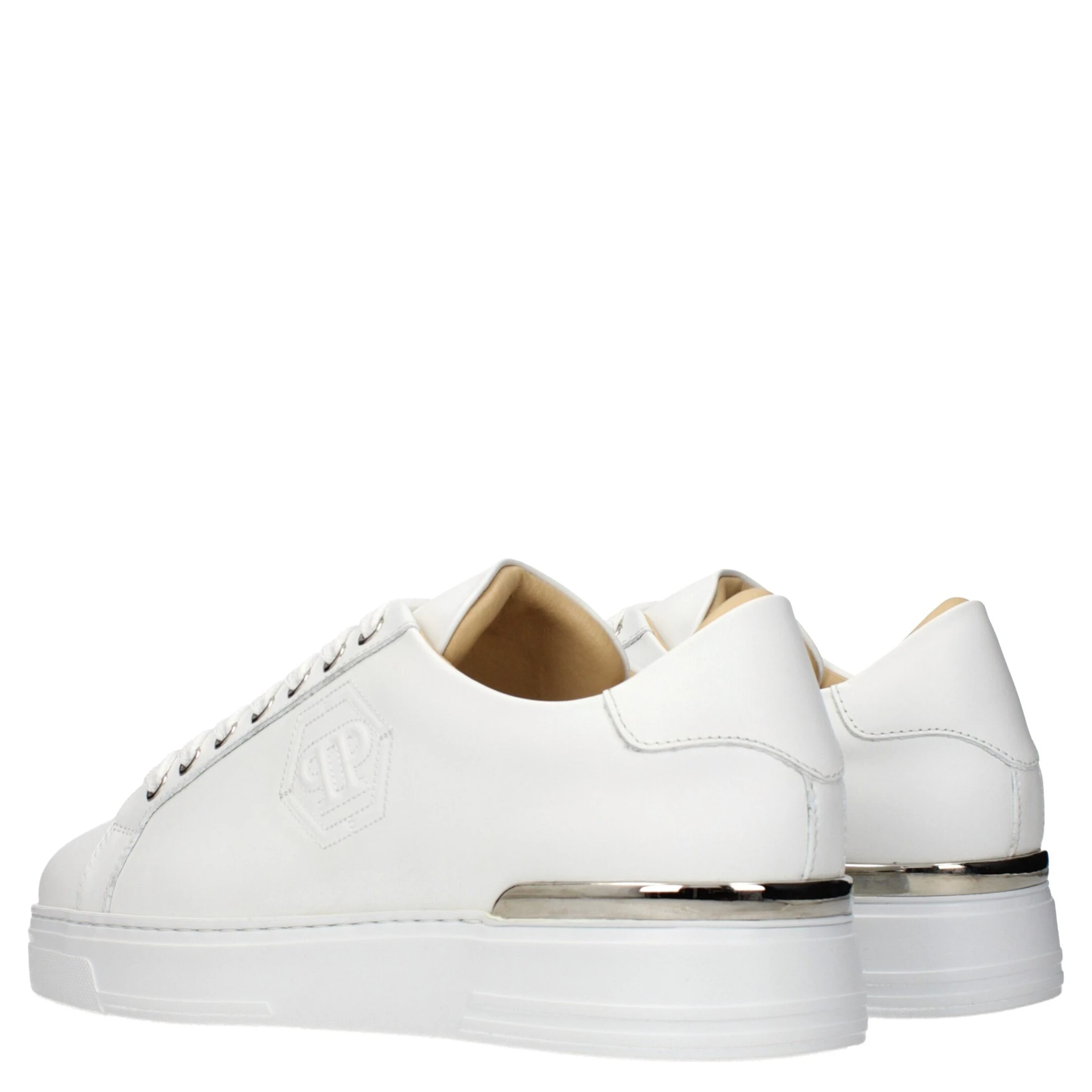 White Leather Low Top Sneakers