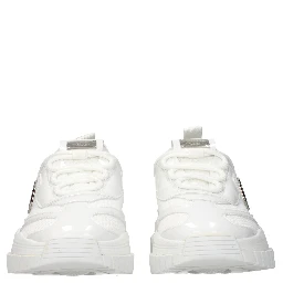 White Fabric Chunky Sneakers