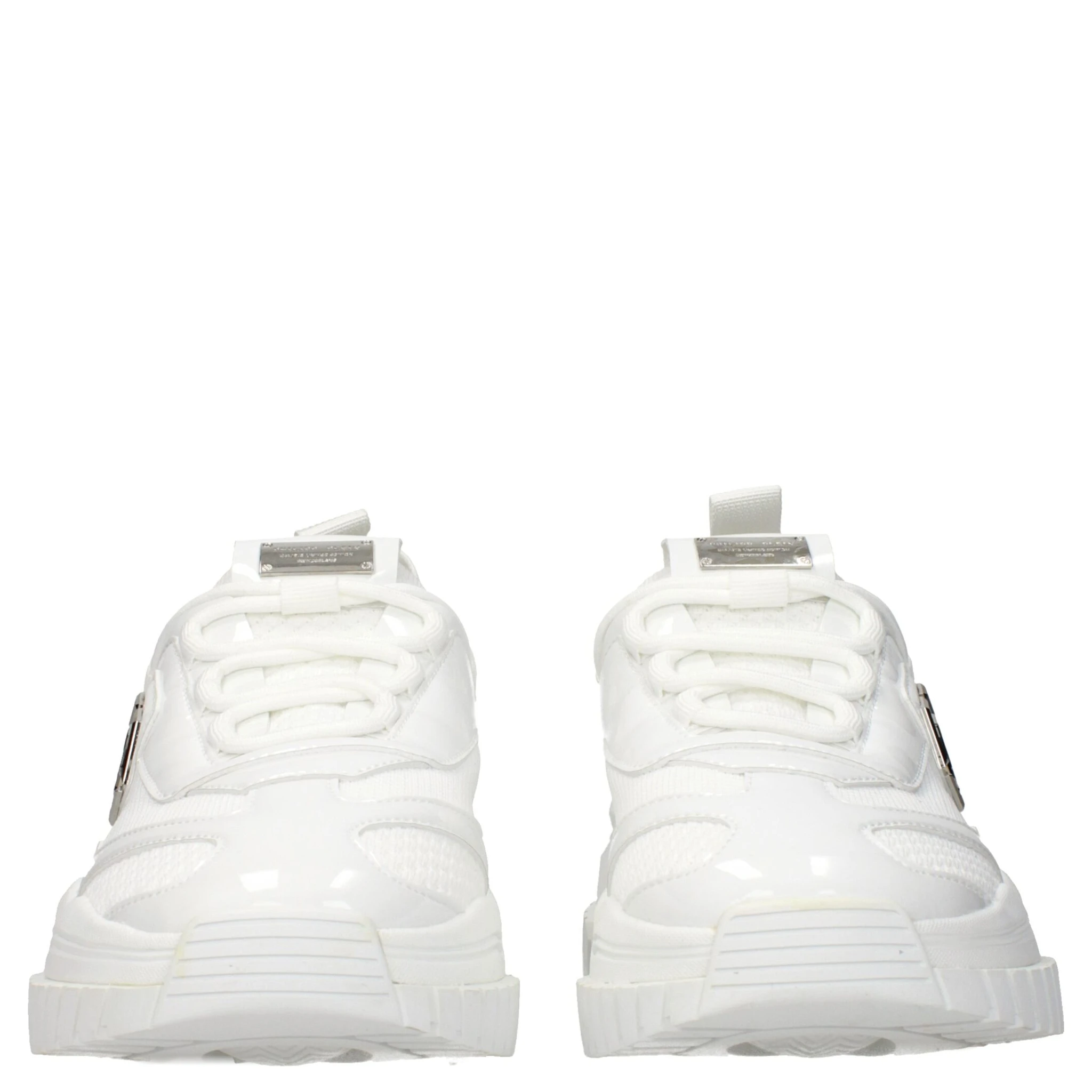 White Fabric Chunky Sneakers
