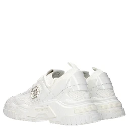 White Fabric Chunky Sneakers