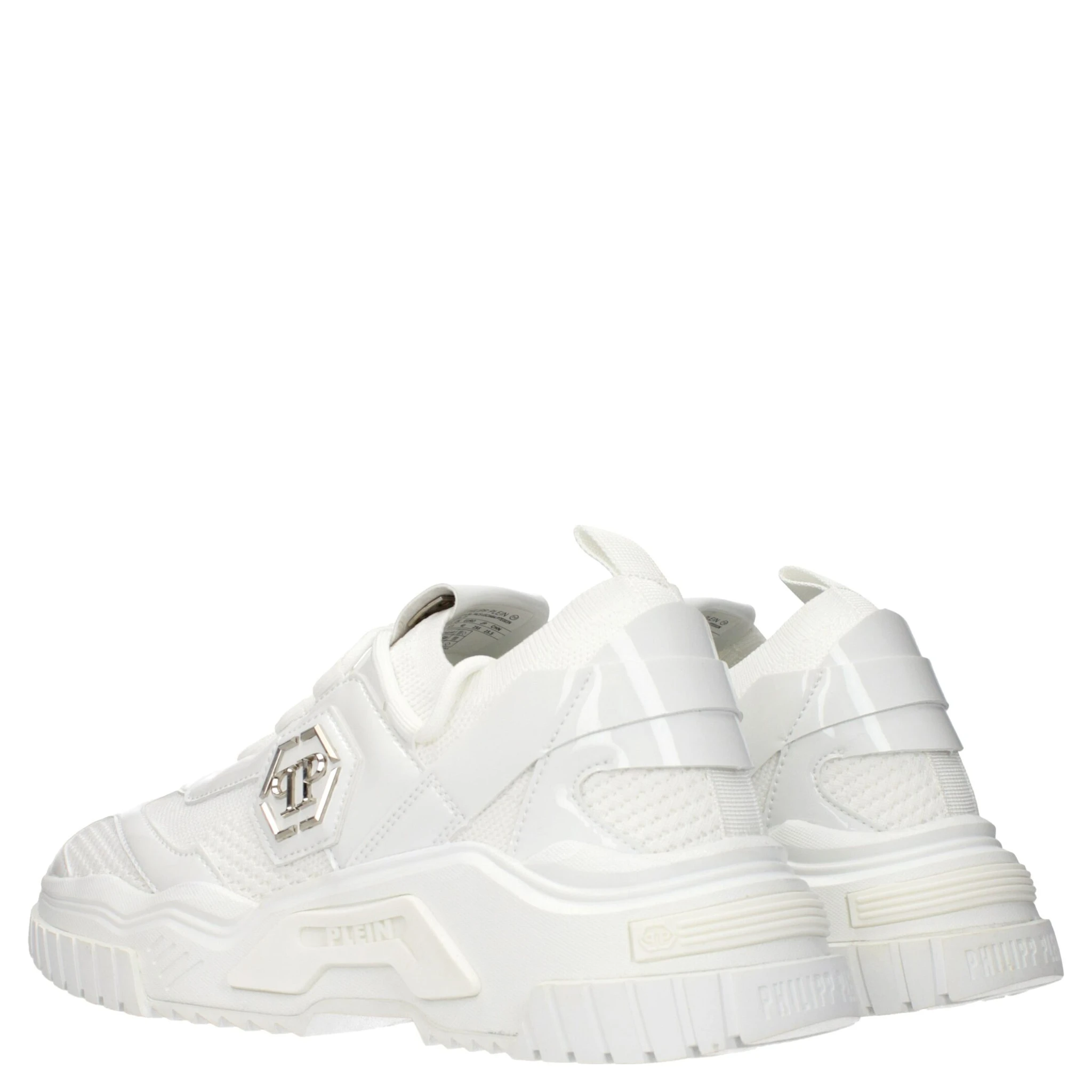 White Fabric Chunky Sneakers