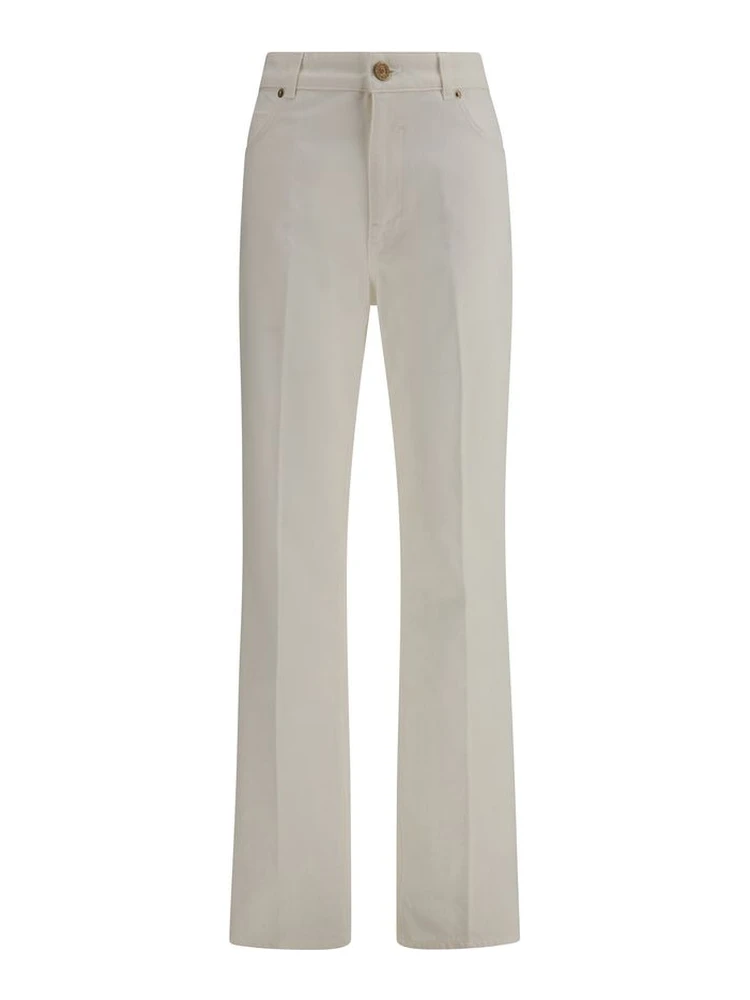 White Cotton Straight-Leg Jeans