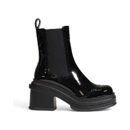 Black Polyester Ankle Boots