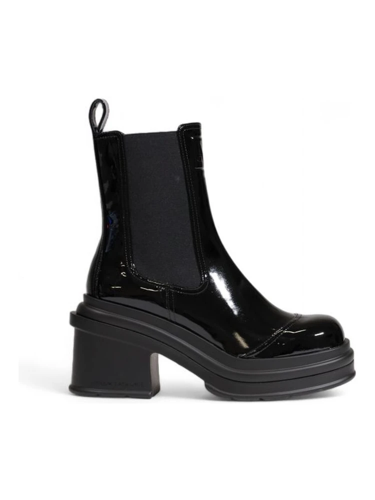 Black Polyester Ankle Boots