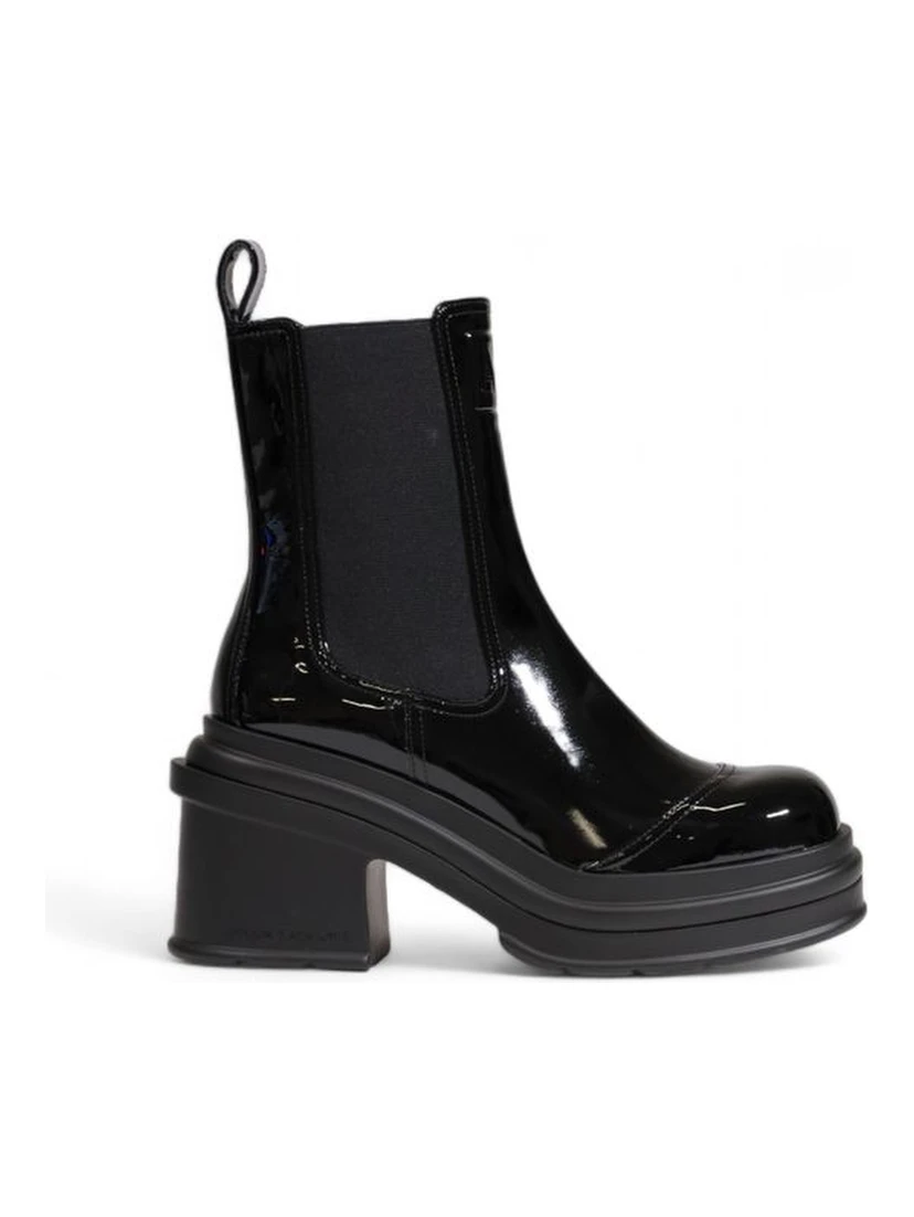 Black Polyester Ankle Boots