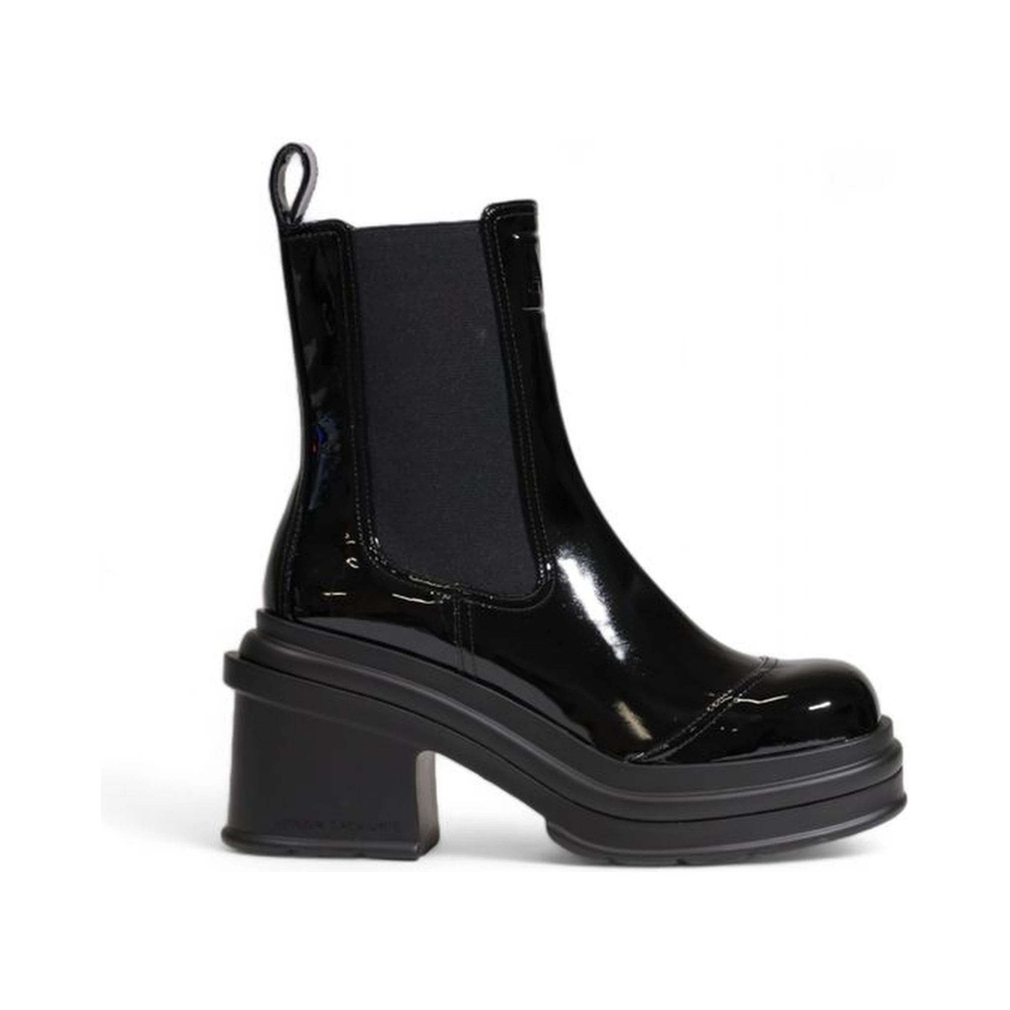 Black Polyester Ankle Boots