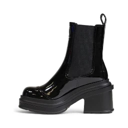 Black Polyester Ankle Boots